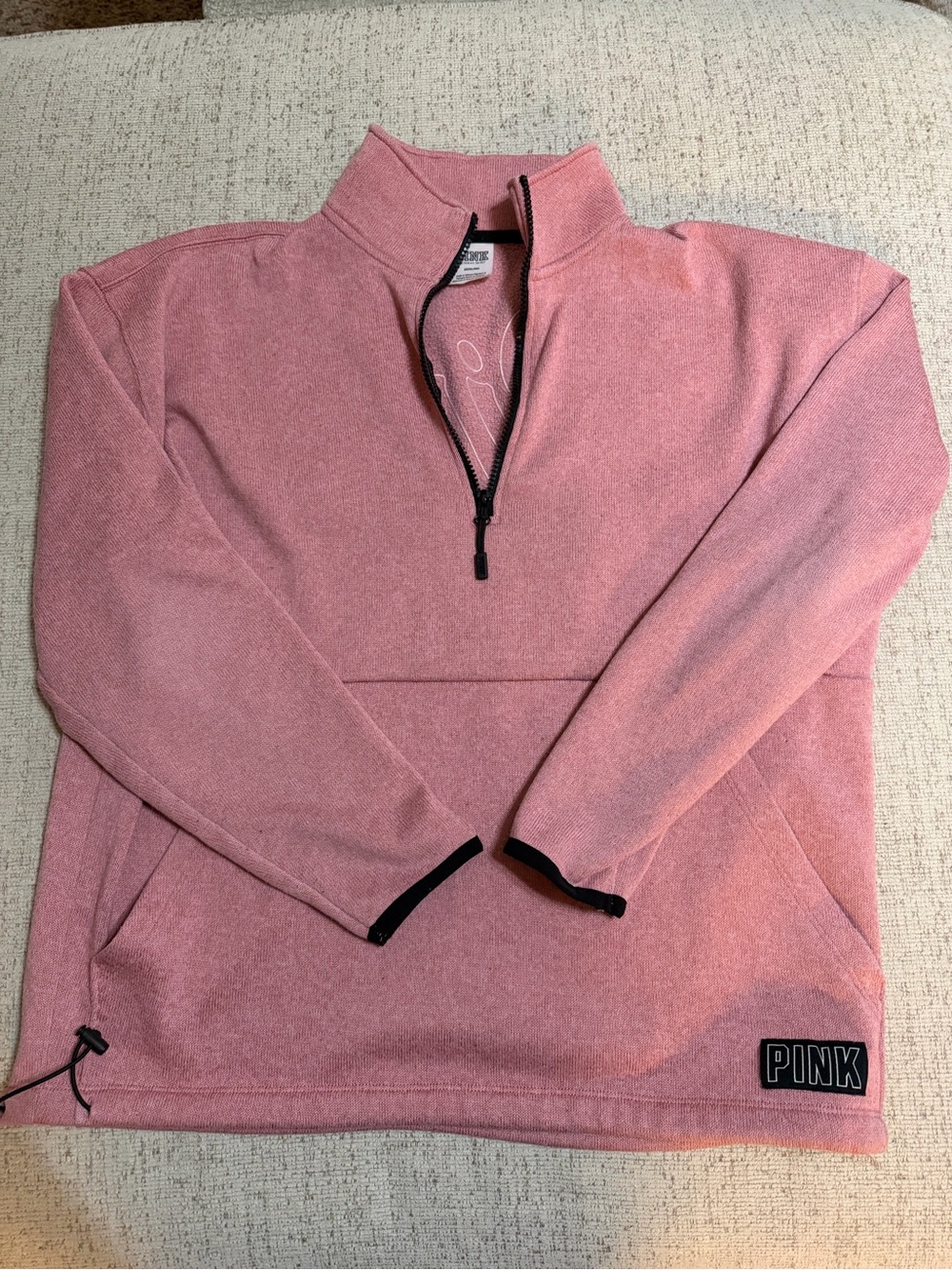 PINK Victoria's Secret Heathered Pink Quarter-Zip Pullover